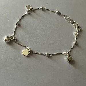 Elegant Sterling Silver Heart Charm Bracelet